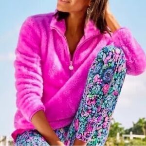 Lilly Pulitzer Skipper Sherpa Popover Jacket Coral Pink Sz XL NWOT